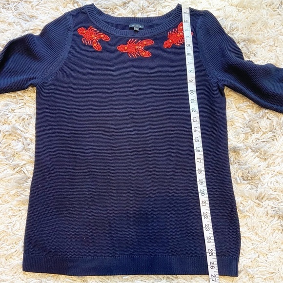 Talbots | Women’s Lobster Beaded Knit 3/4 Sleeve Lightweight Sweater Size Medium - Picture 9 of 9